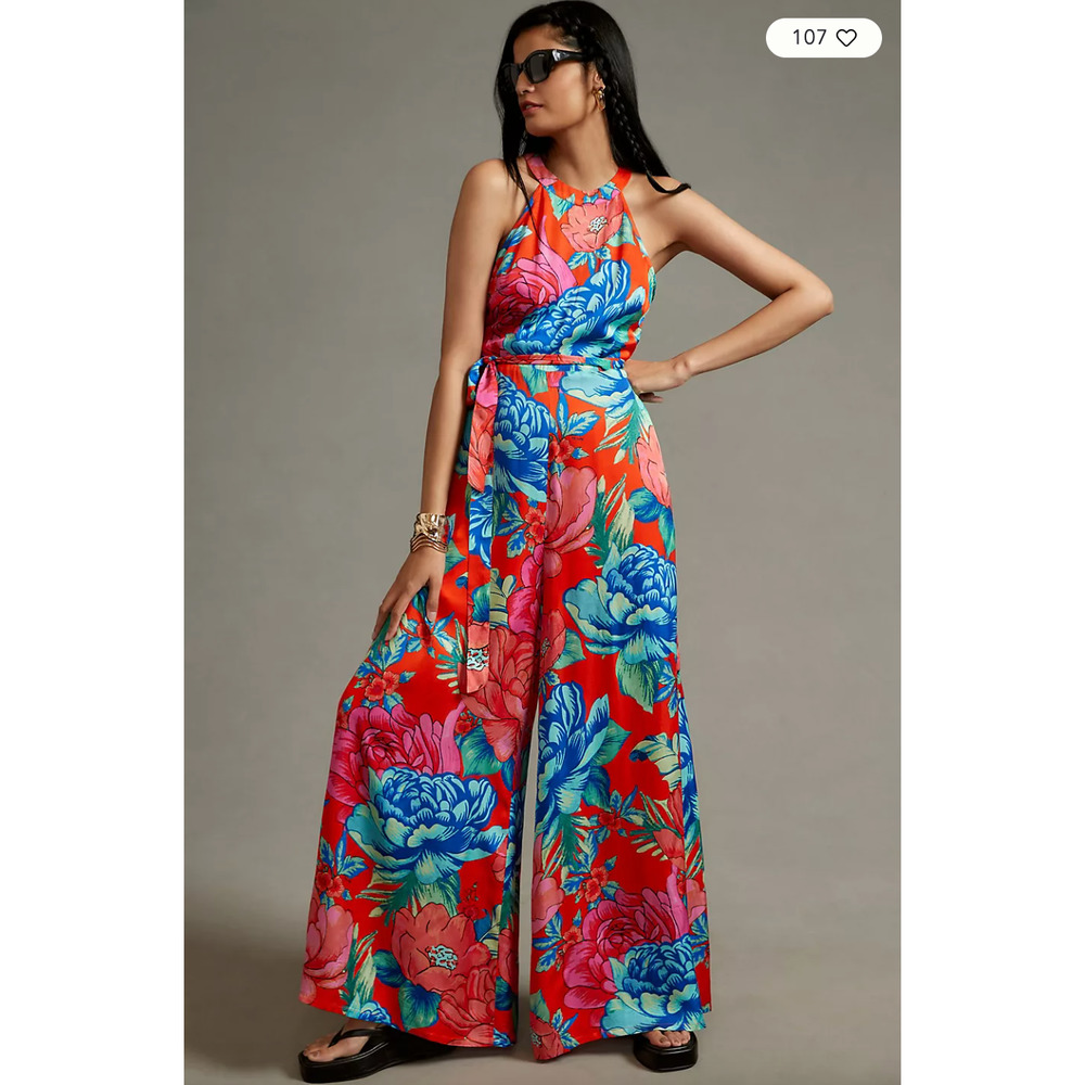 Farm Rio Printed Halter Jumpsuit